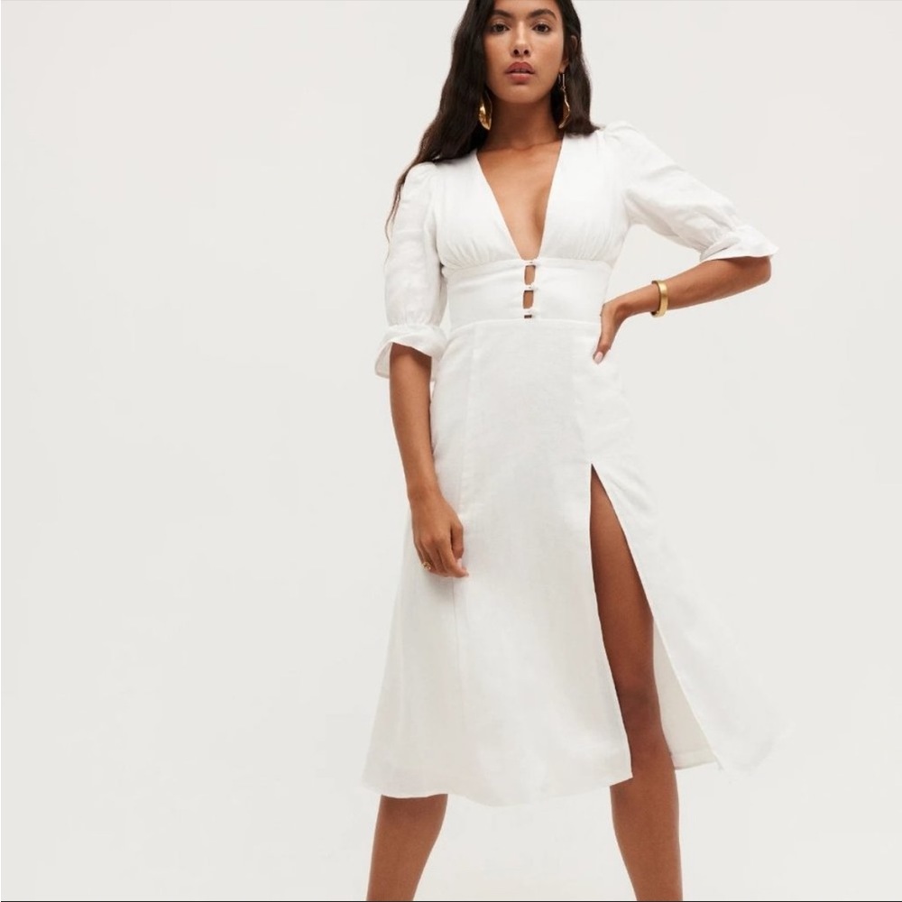 NWT Reformation White Midi Dress - Linen